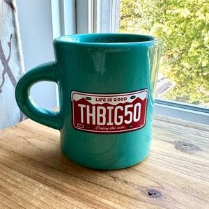 Life is Good The Big 50 License Plate Coffee Diner Mug